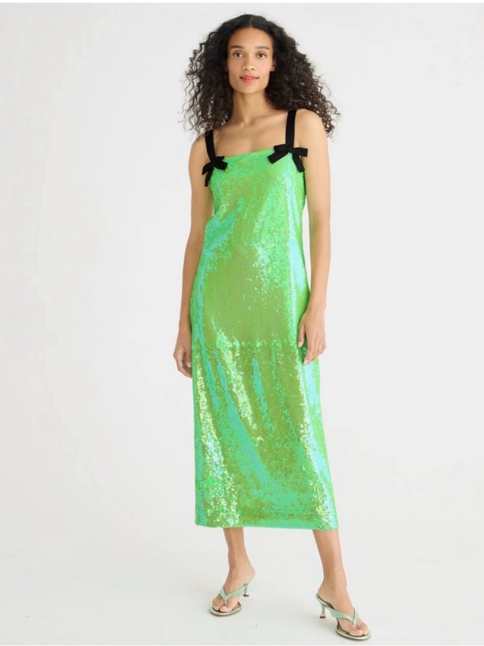 J Crew Bow-Strap Sequin Slip Dress